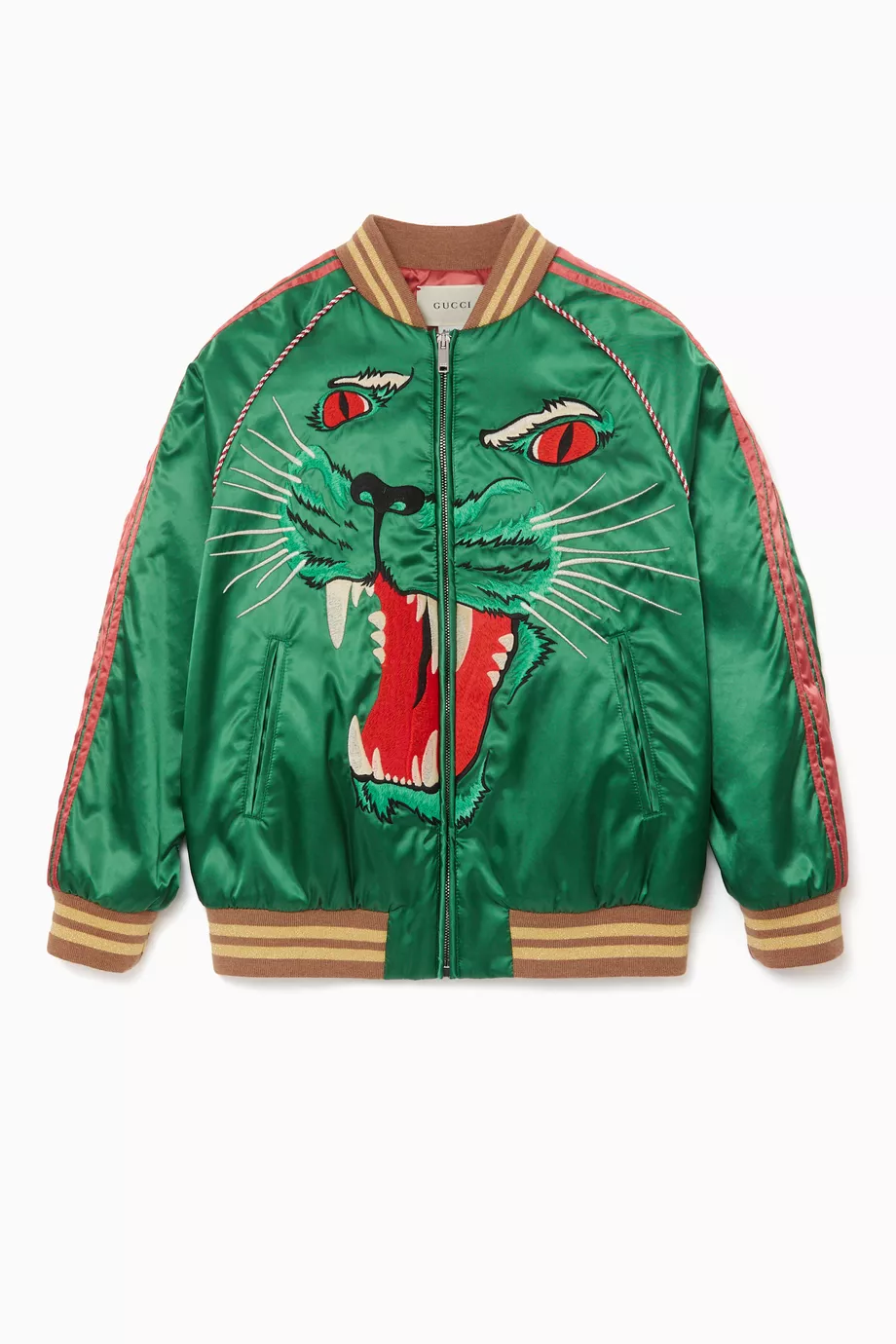 Buy Gucci Green Panther Embroidered Bomber Jacket For Boys Online Ounass Bahrain