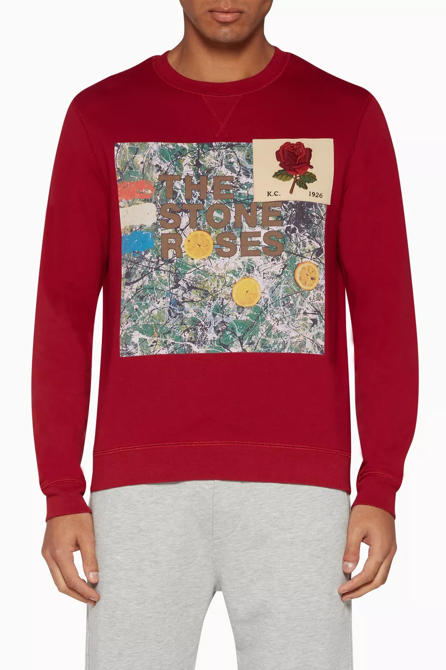 Buy Kent Curwen Red x Stone Roses Printed Sweater For Men Online Ounass Bahrain