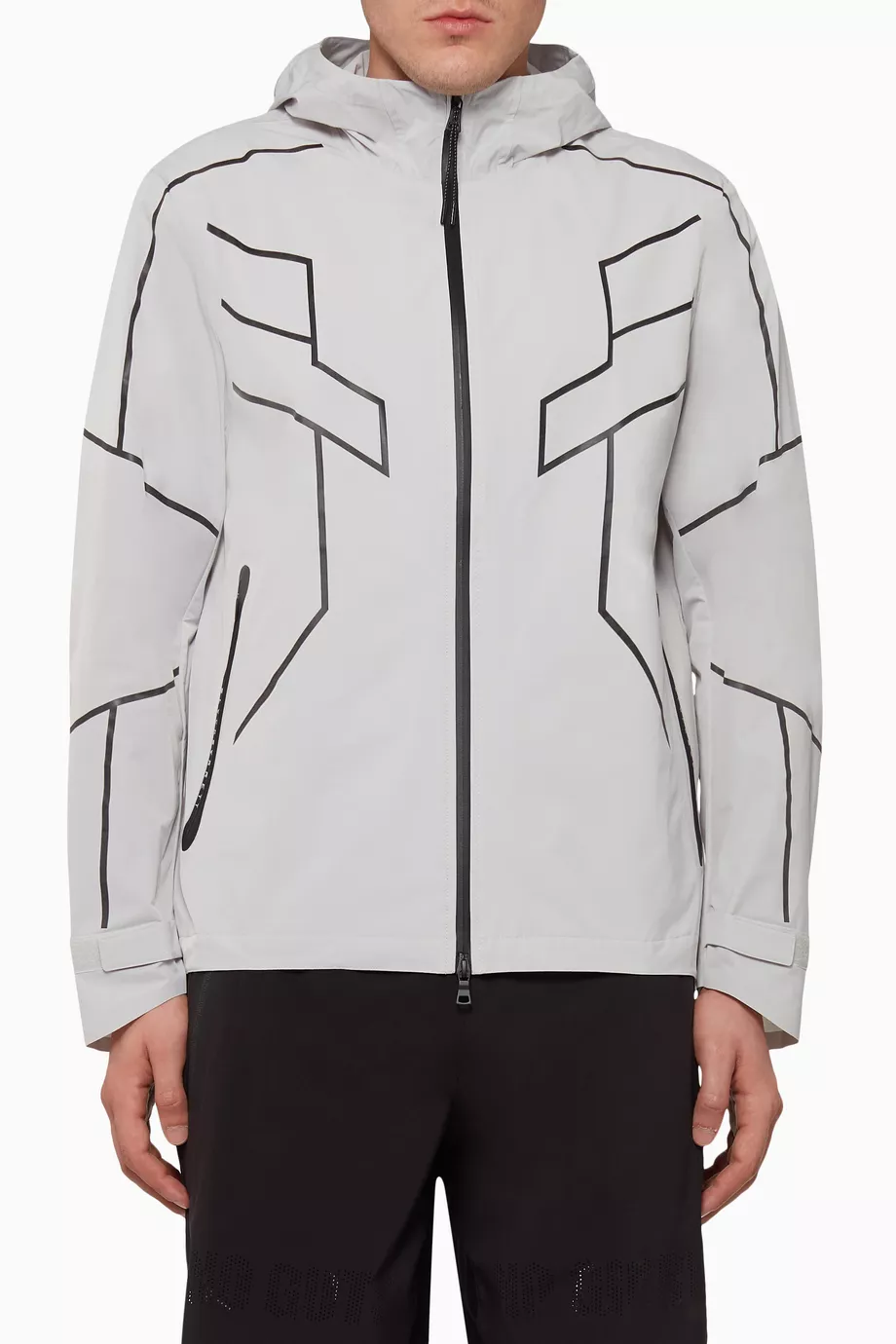 Buy BlackBarrett By Neil Barrett Grey Robot Lines Zip Hoodie For Men Online Ounass Bahrain