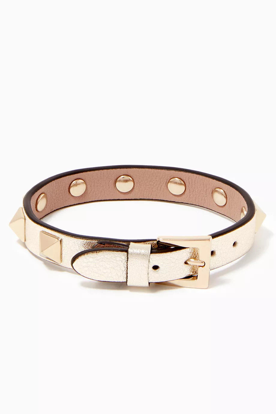 Buy Valentino Garavani Neutral Rockstud Leather Bracelet For Women Online Ounass Bahrain