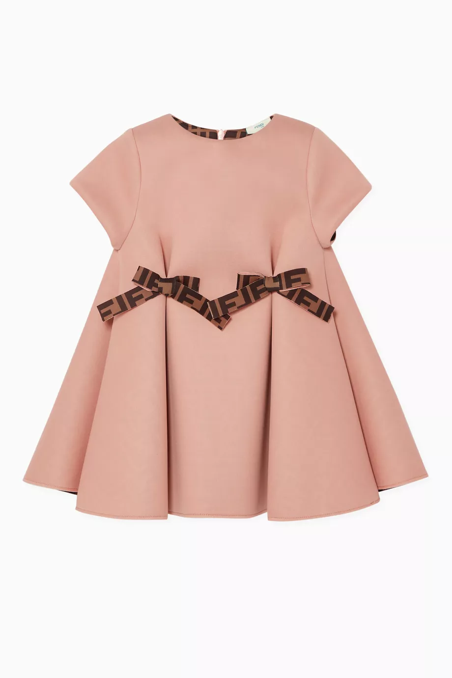 Buy Fendi Pink FF Bow Neoprene Dress For Baby Girls Online Ounass Bahrain