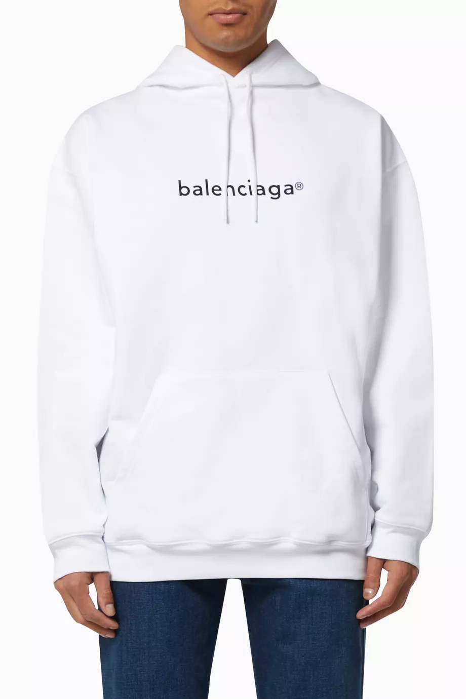 Buy Balenciaga White Copyright Medium Fit Hoodie in Curly Fleece For Men Online Ounass Bahrain