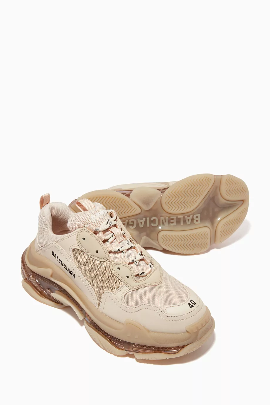 Buy Balenciaga Neutral Triple S Clear Sole Sneakers in Double Foam Mesh For Women Online Ounass Bahrain