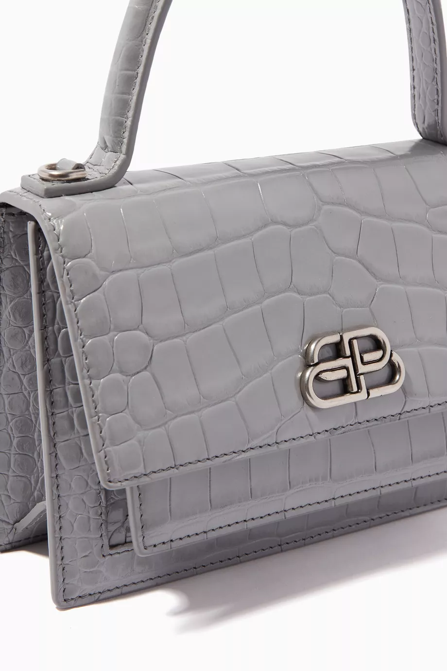 Buy Balenciaga Grey Sharp XS Satchel Shoulder Bag in Shiny Crocodile Embossed Calfskin For Women Online Ounass Bahrain