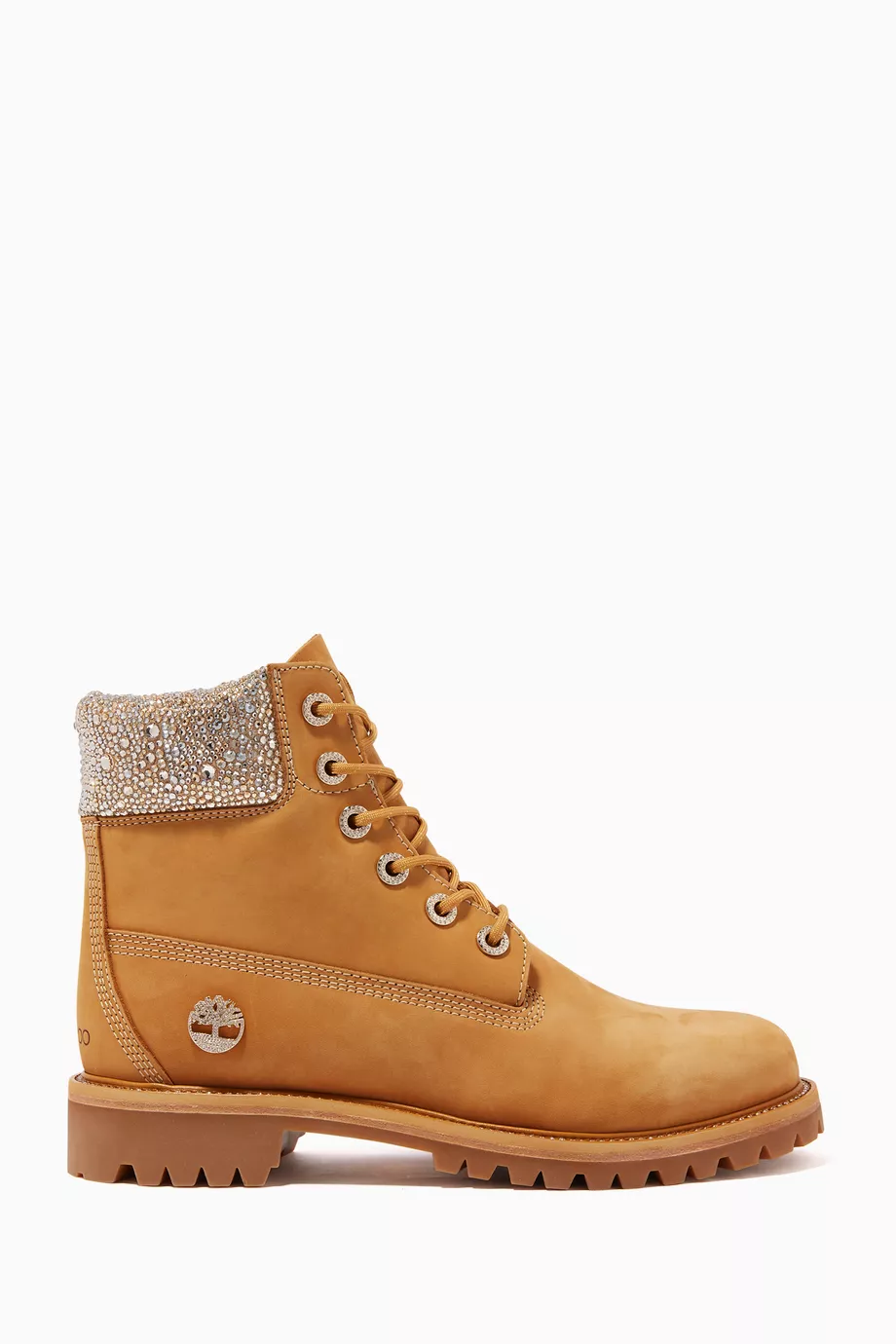 Buy Jimmy Choo Neutral x Timberland® Boots in Nubuck with Crystals