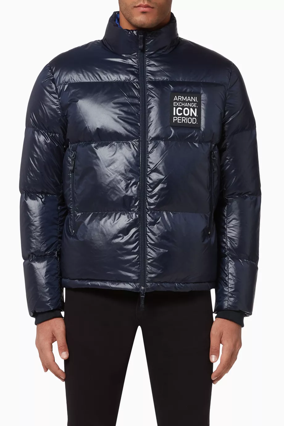 Buy Armani Exchange Blue Icon Period Nylon Down Puffer For Men