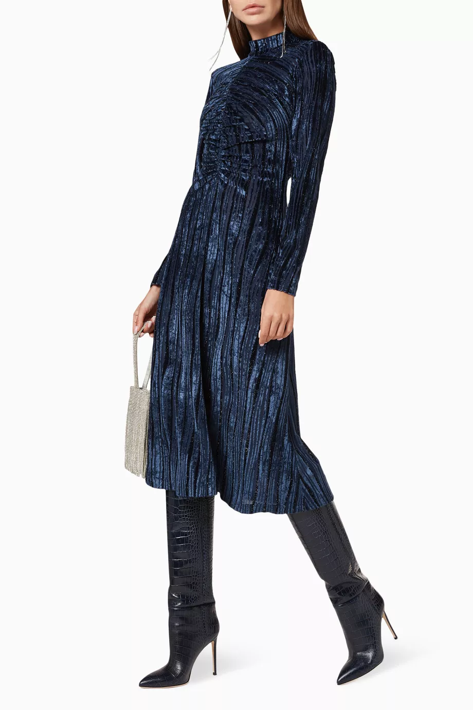 Buy Stine Goya Blue Asher Velvet Devore Dress For Women Online Ounass Bahrain