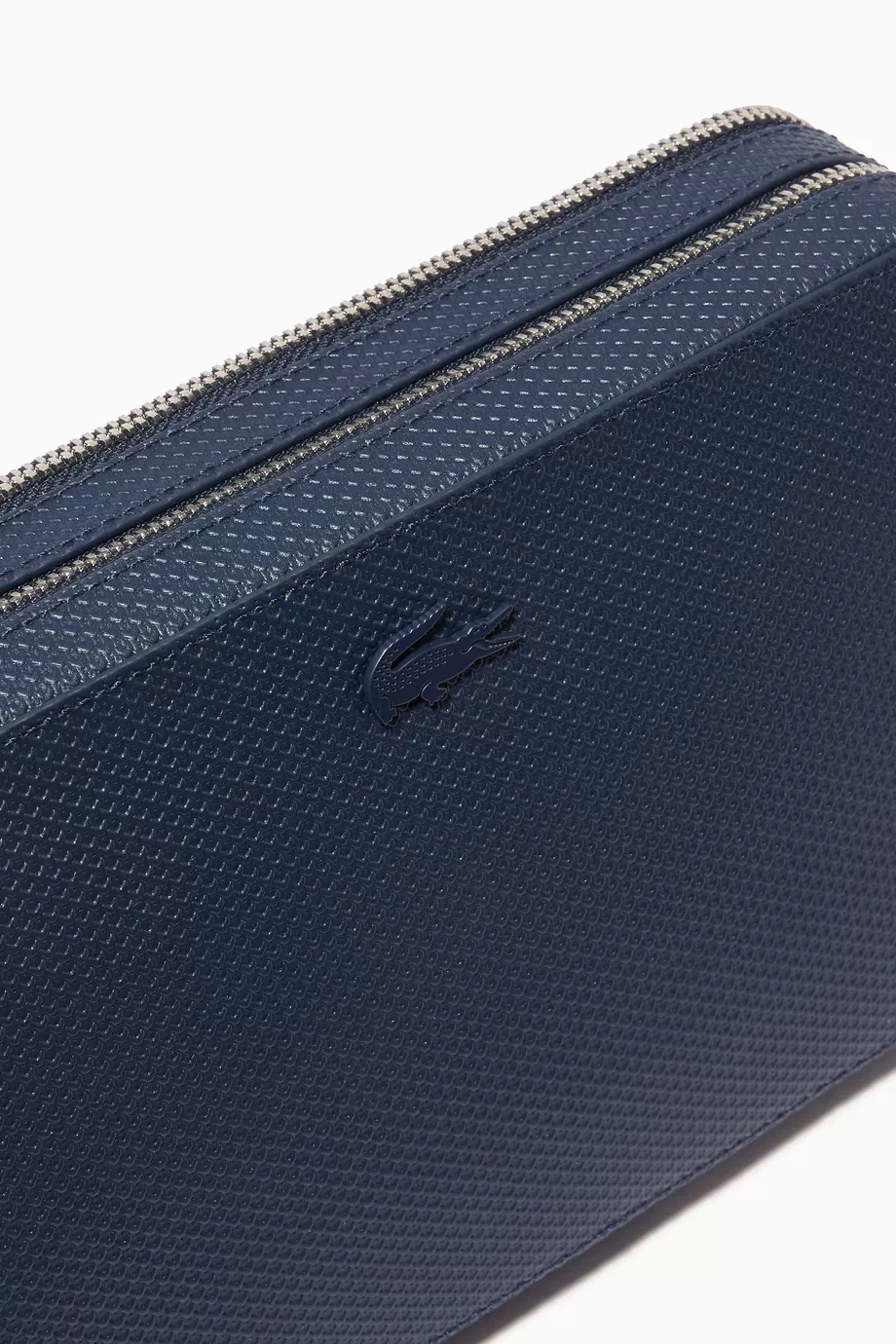 Buy Lacoste Blue Chantaco Zip Pouch in Matte Pique Leather For Men Online Ounass Bahrain