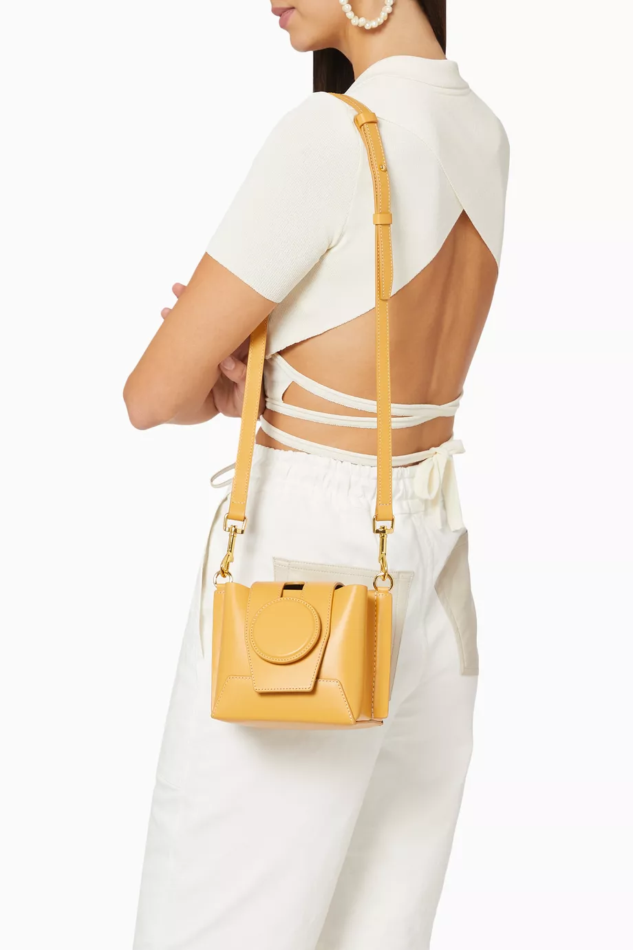 Buy YUZEFI Neutral Daria Bag in Leather For Women Online Ounass Bahrain