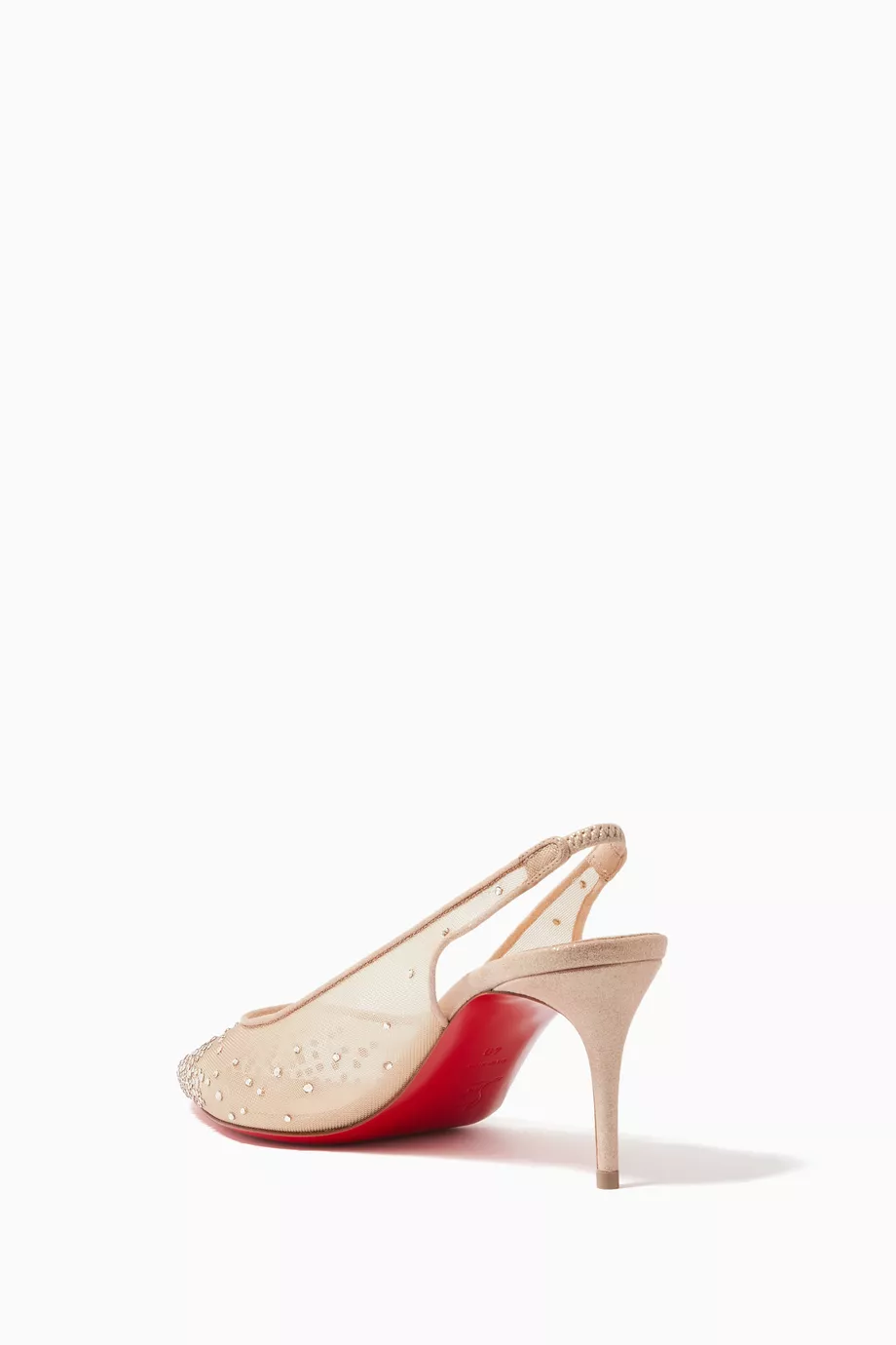 Buy Christian Louboutin Pink Follies Strass Sling 70 Pumps in Mesh Suede Lame For Women Online Ounass Bahrain