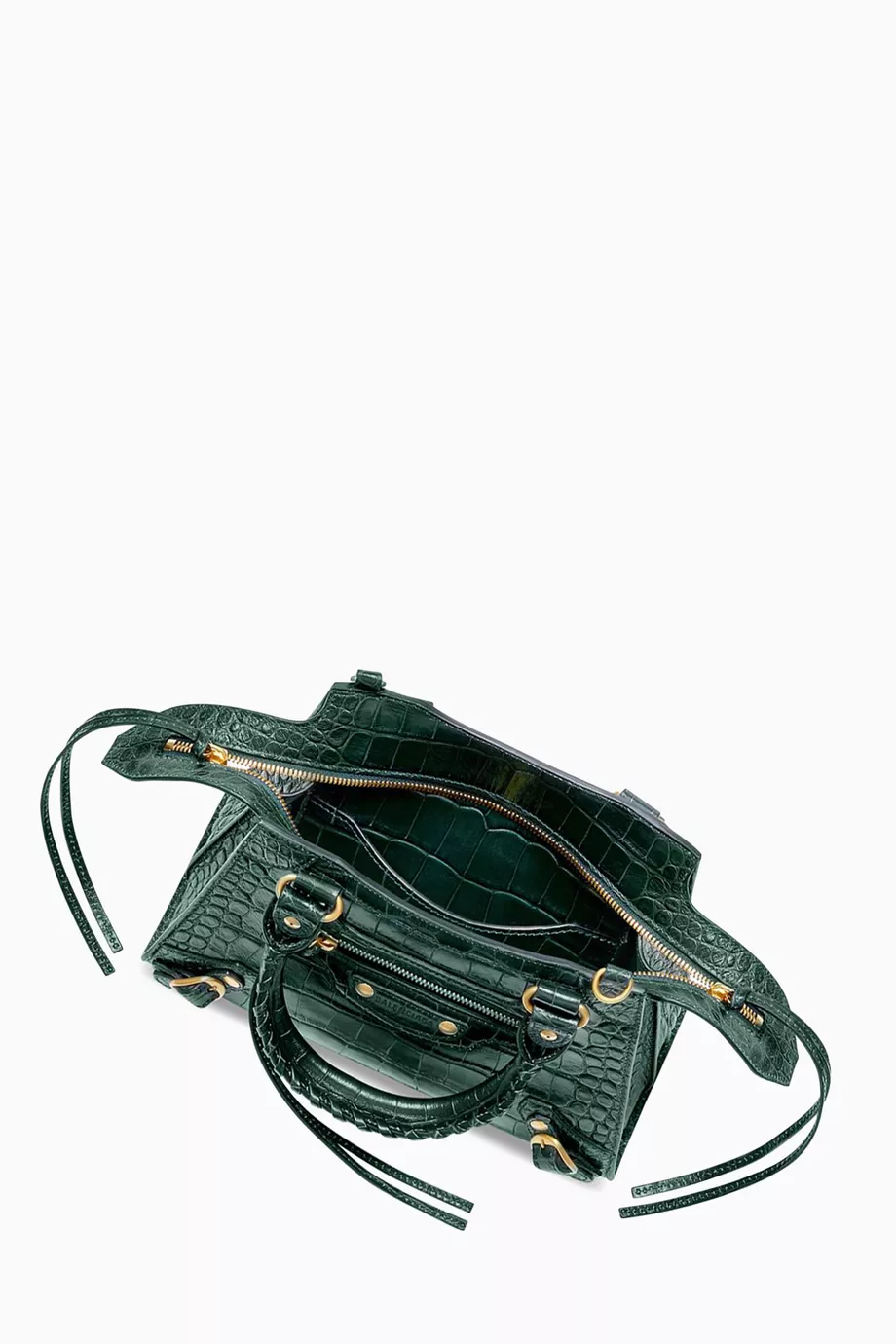 Buy Balenciaga Green Neo Classic Small Top Handle Bag in Croc