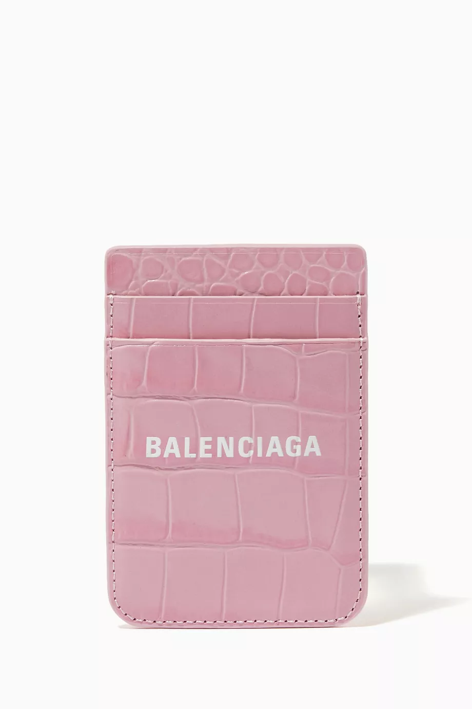 Buy Balenciaga Pink Cash iPhone Magnetic Card Holder in Croc embossed Leather For Men Online Ounass Bahrain