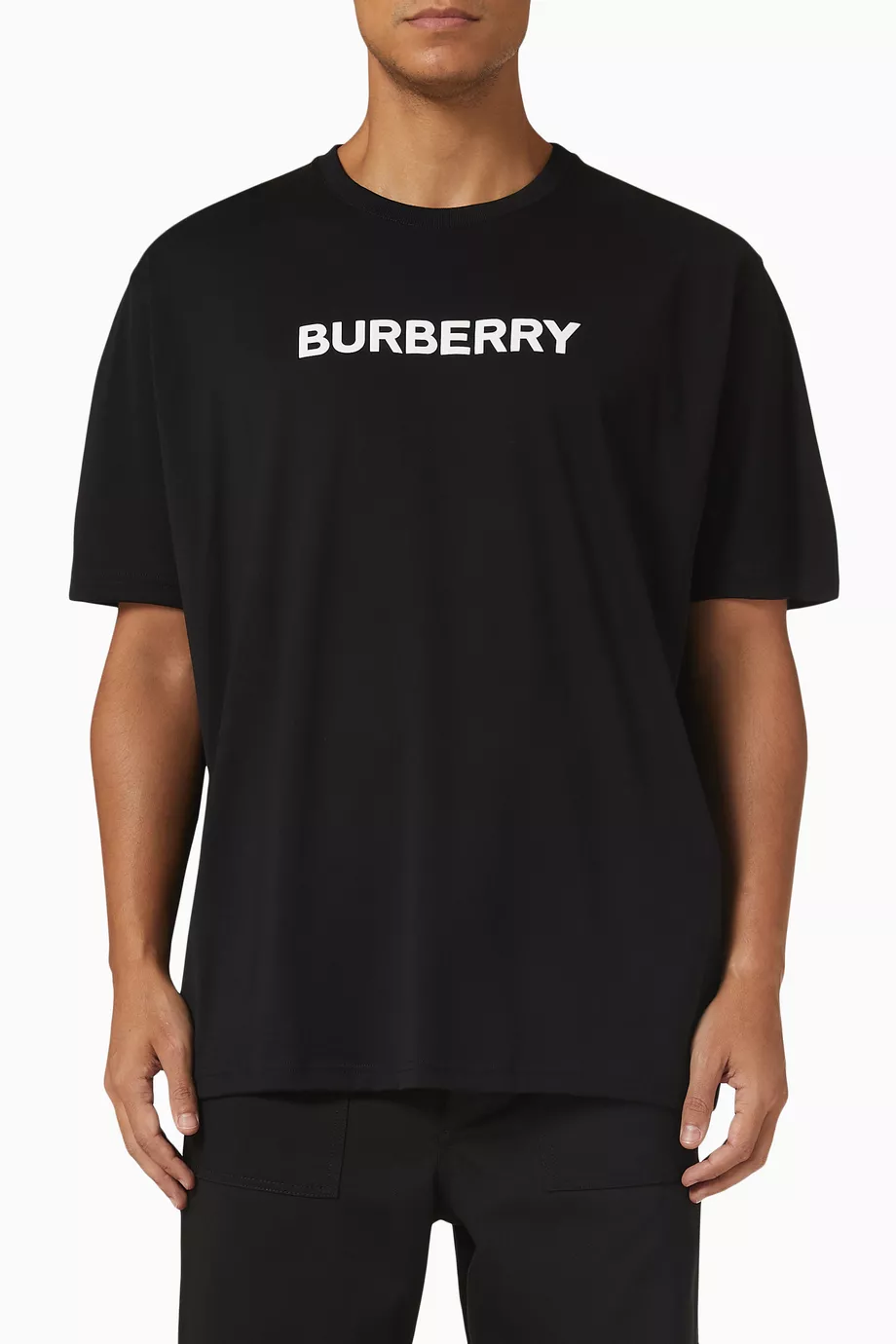 Buy Burberry Black Logo T shirt in Cotton For Men Online Ounass Bahrain