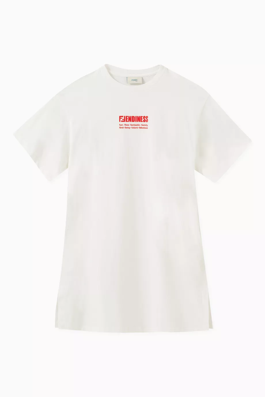 Buy Fendi White Fendiness Logo T shirt in Cotton Jersey For Girls Online Ounass Bahrain