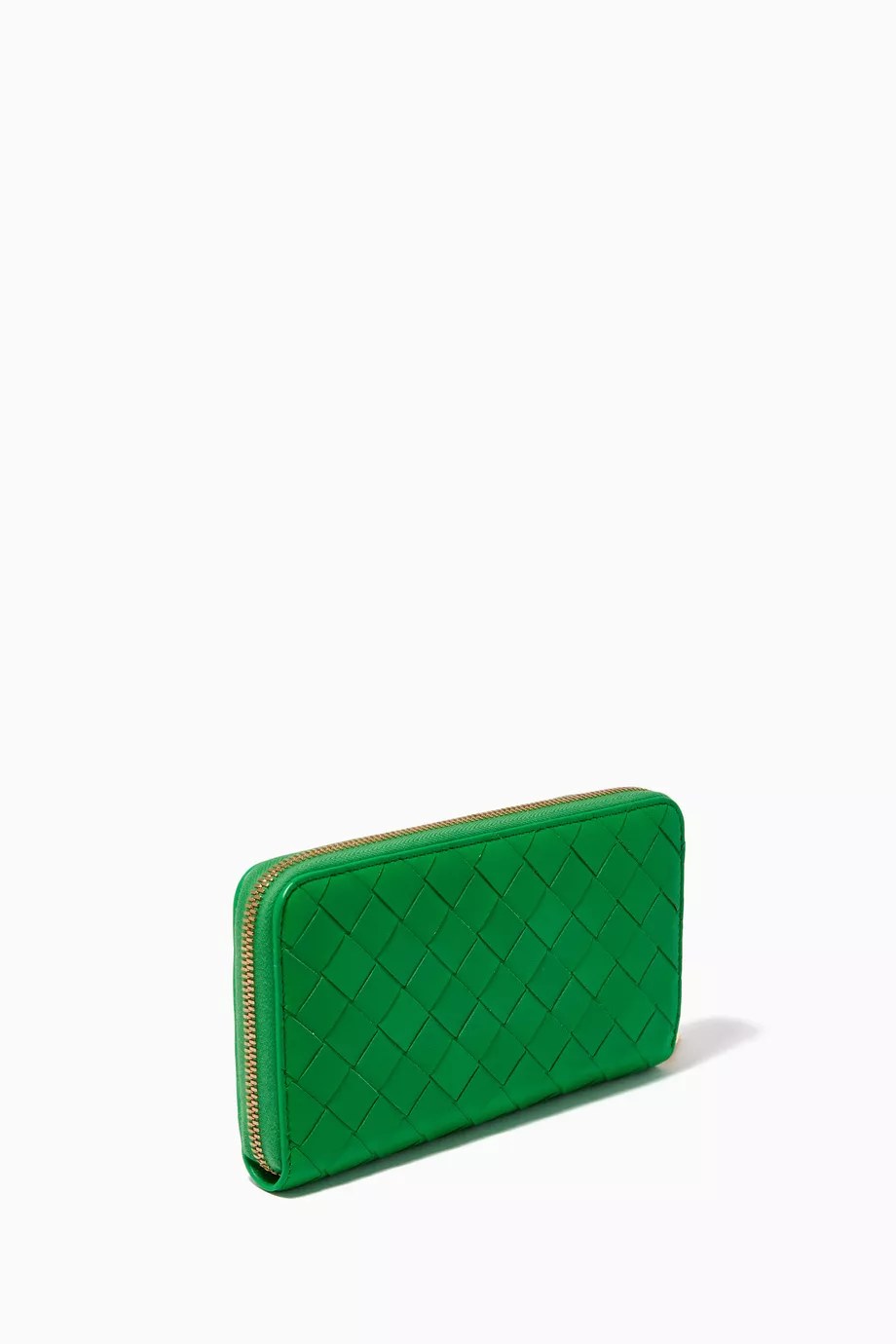 Buy Bottega Veneta Green Zip Around Wallet in Intrecciato Leather For Women Online Ounass Bahrain