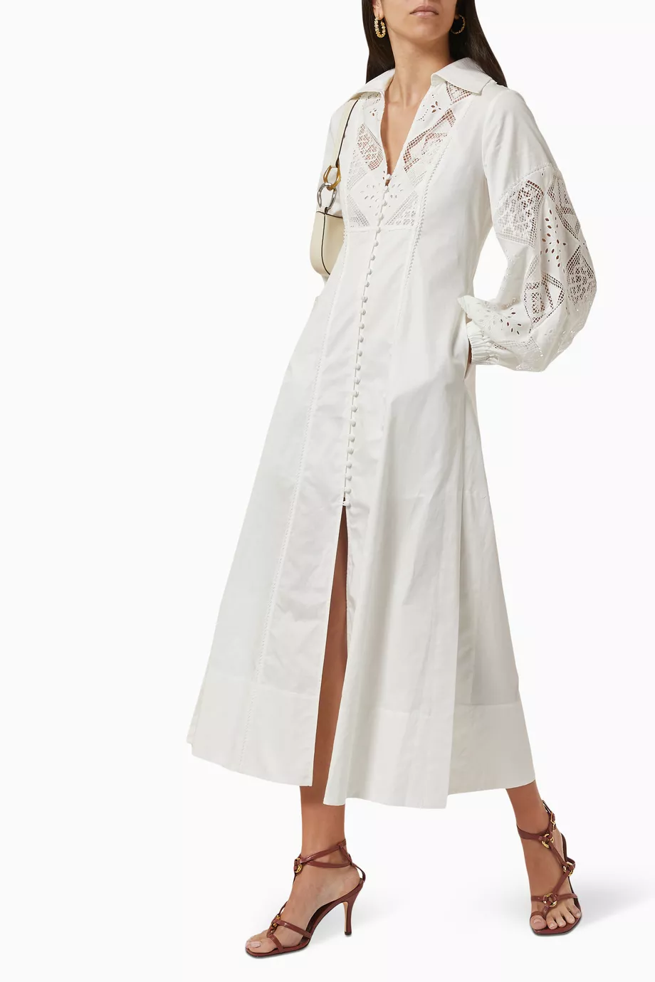 beige embroidered maxi dress Gwenaëlle Beige Embroidered Maxi Dress