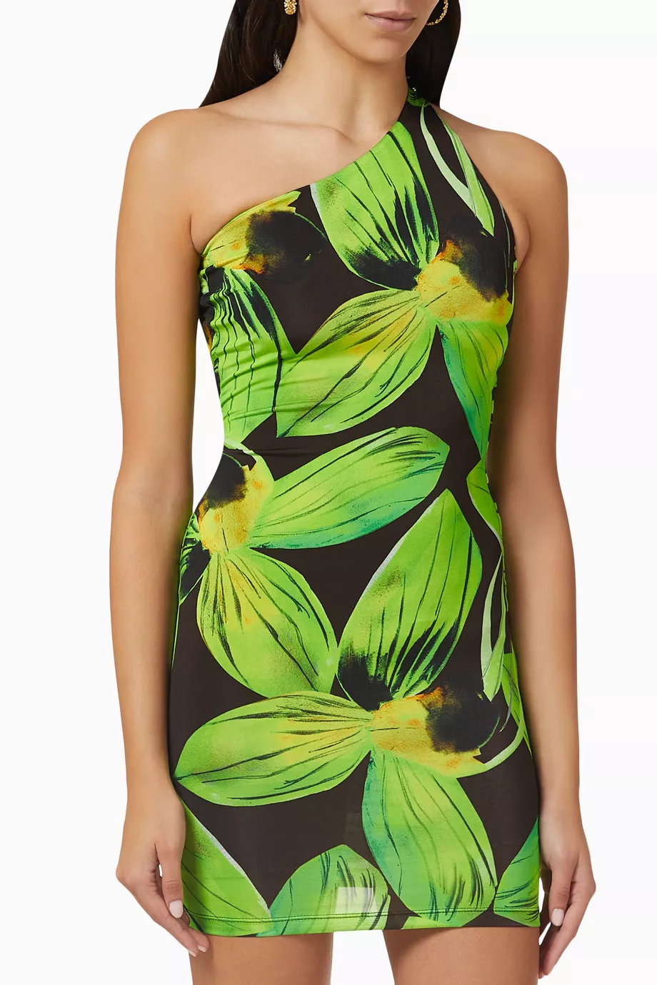 louisa ballou green dress Louisa Ballou botanical-print Asymmetric Dress | Green