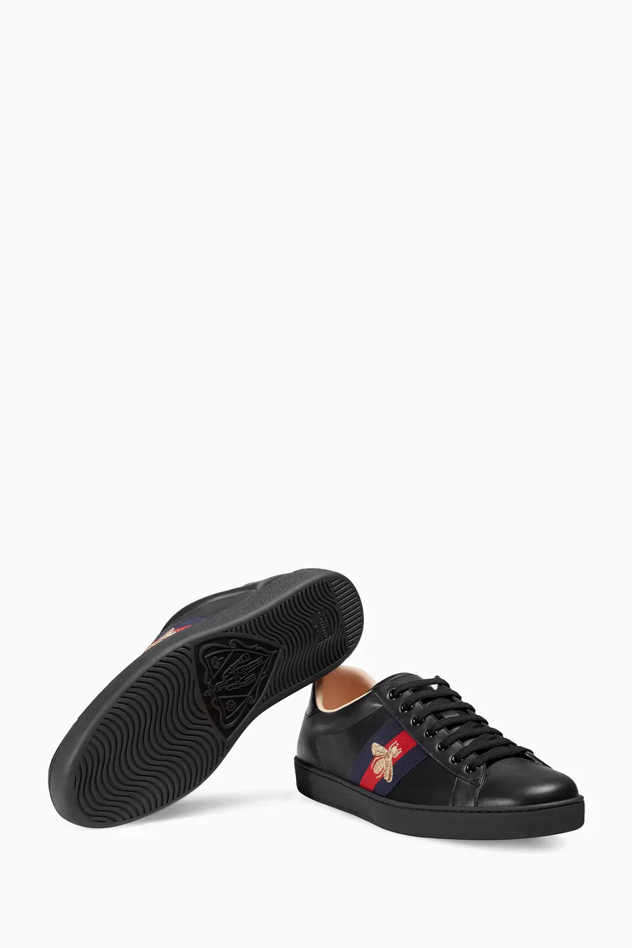 Buy Gucci Black Ace Embroidered Low top Sneakers in Leather For Men Online Ounass Bahrain