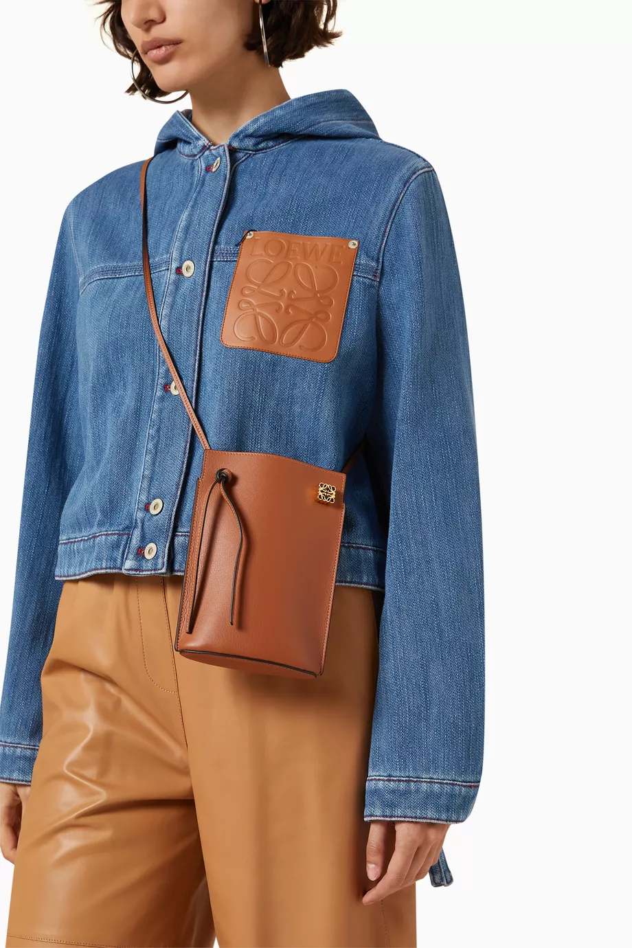 Buy LOEWE Brown Dice Pocket Pouch in Classic Calfskin For Women Online Ounass Bahrain