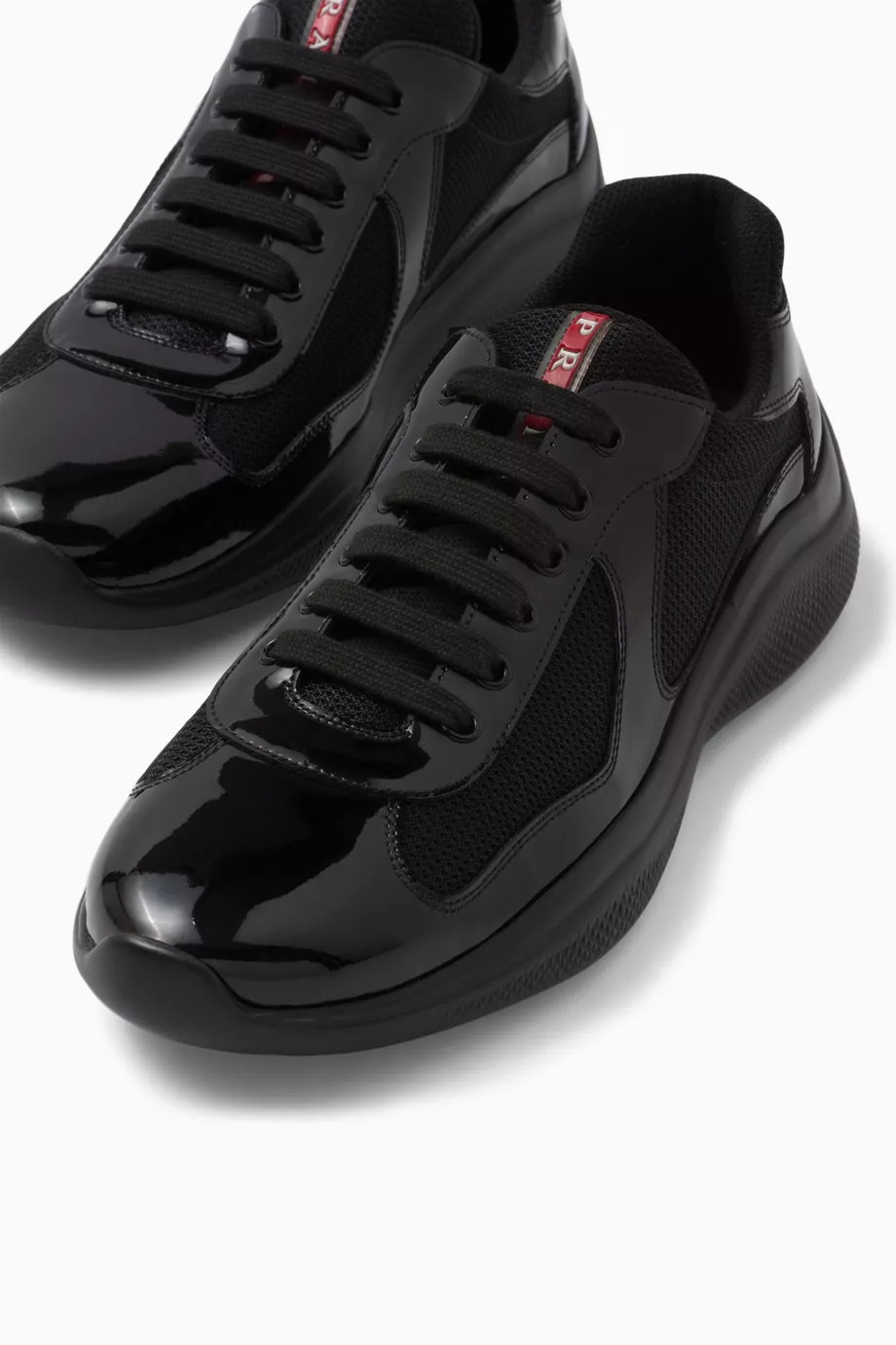 Buy Prada Black America s Cup Sneakers in Patent Leather Technical Fabric For Men Online Ounass Bahrain