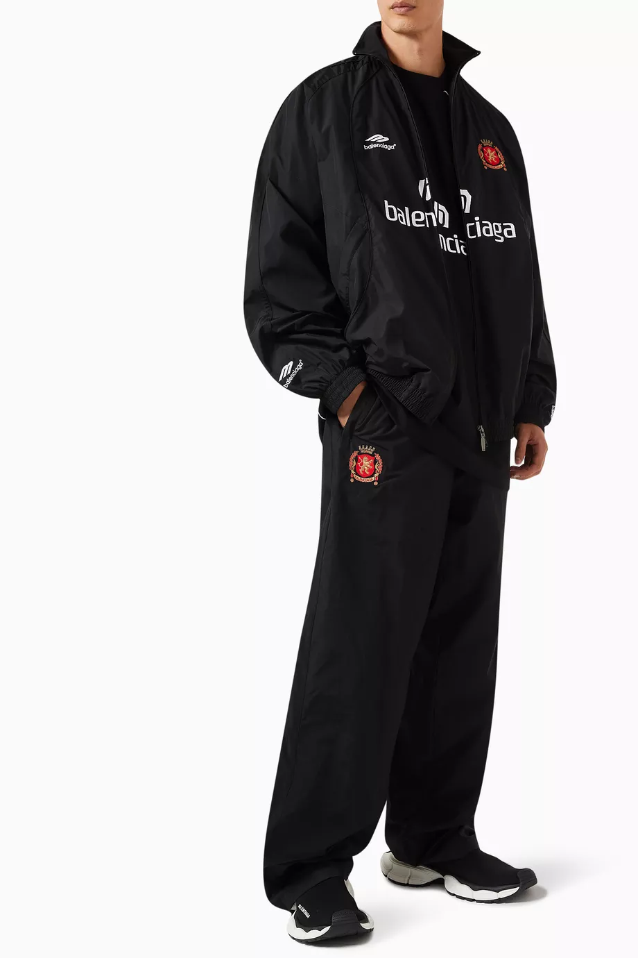 Buy Balenciaga Black Paris Soccer Tracksuit Jacket in Cotton