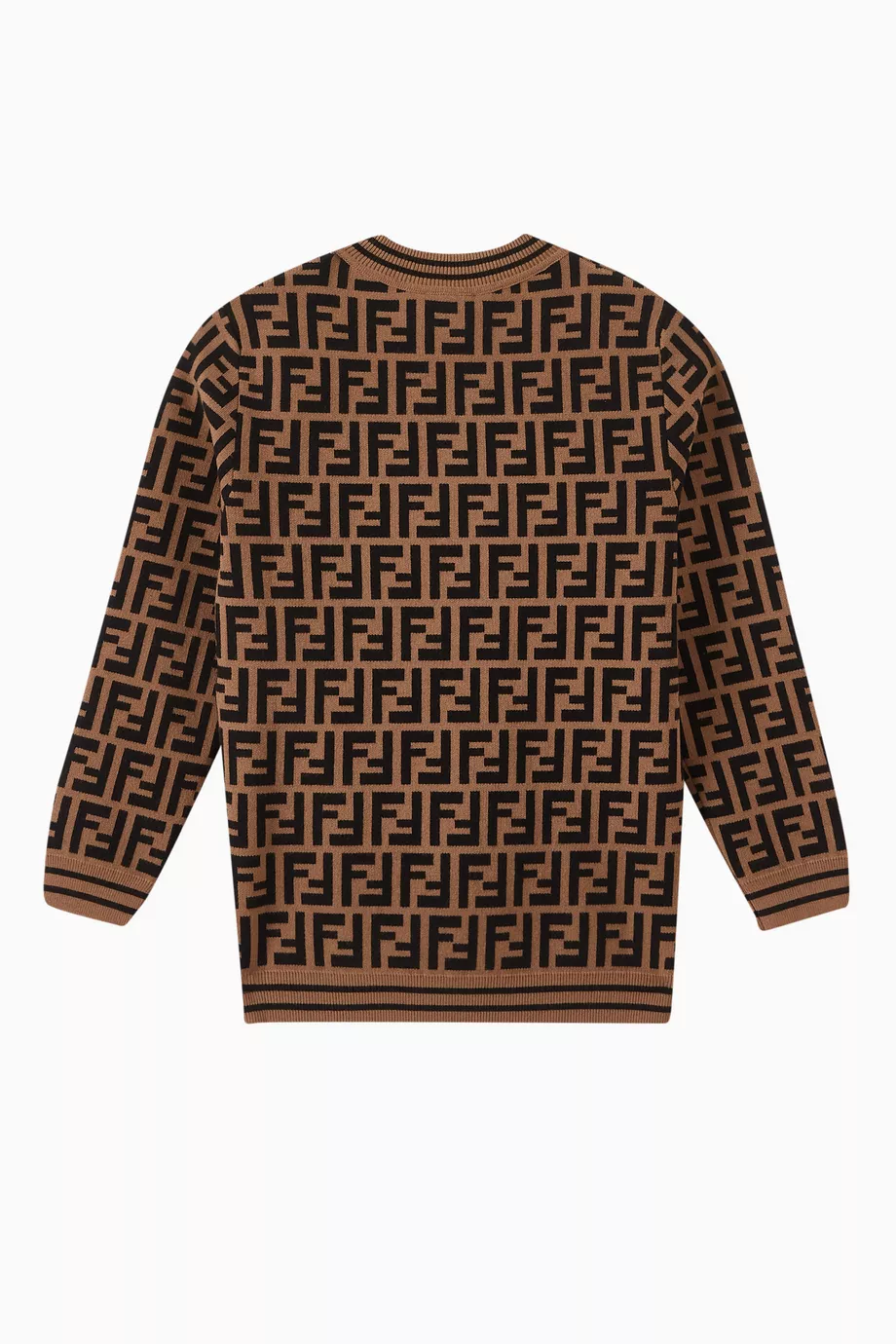 Buy Fendi Brown FF Logo Sweater in Knit For Girls Online