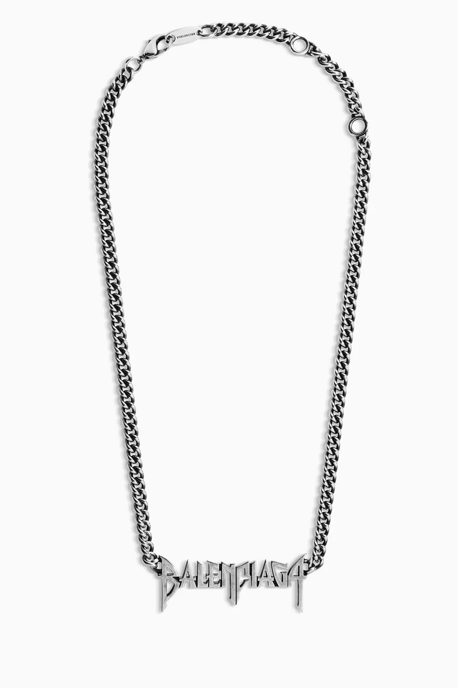 Buy Balenciaga Silver Typo Necklace in Metal For UNISEX Online  