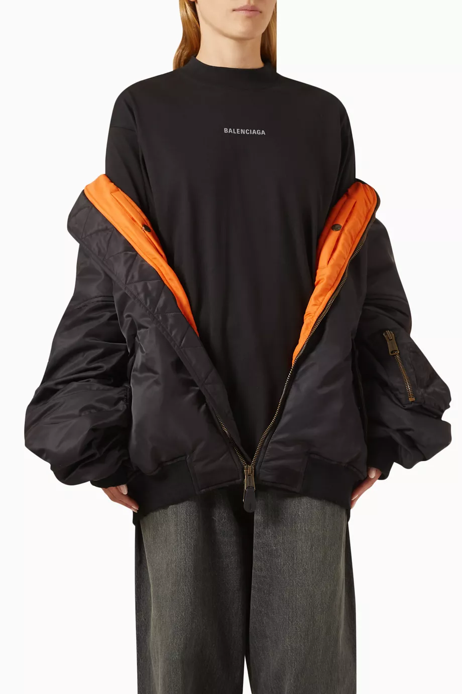 ジャケット・アウター BALENCIAGA off shoulder bomber S Balenciaga Off Shoulder Bomber Jacket | Saks Fifth Avenue