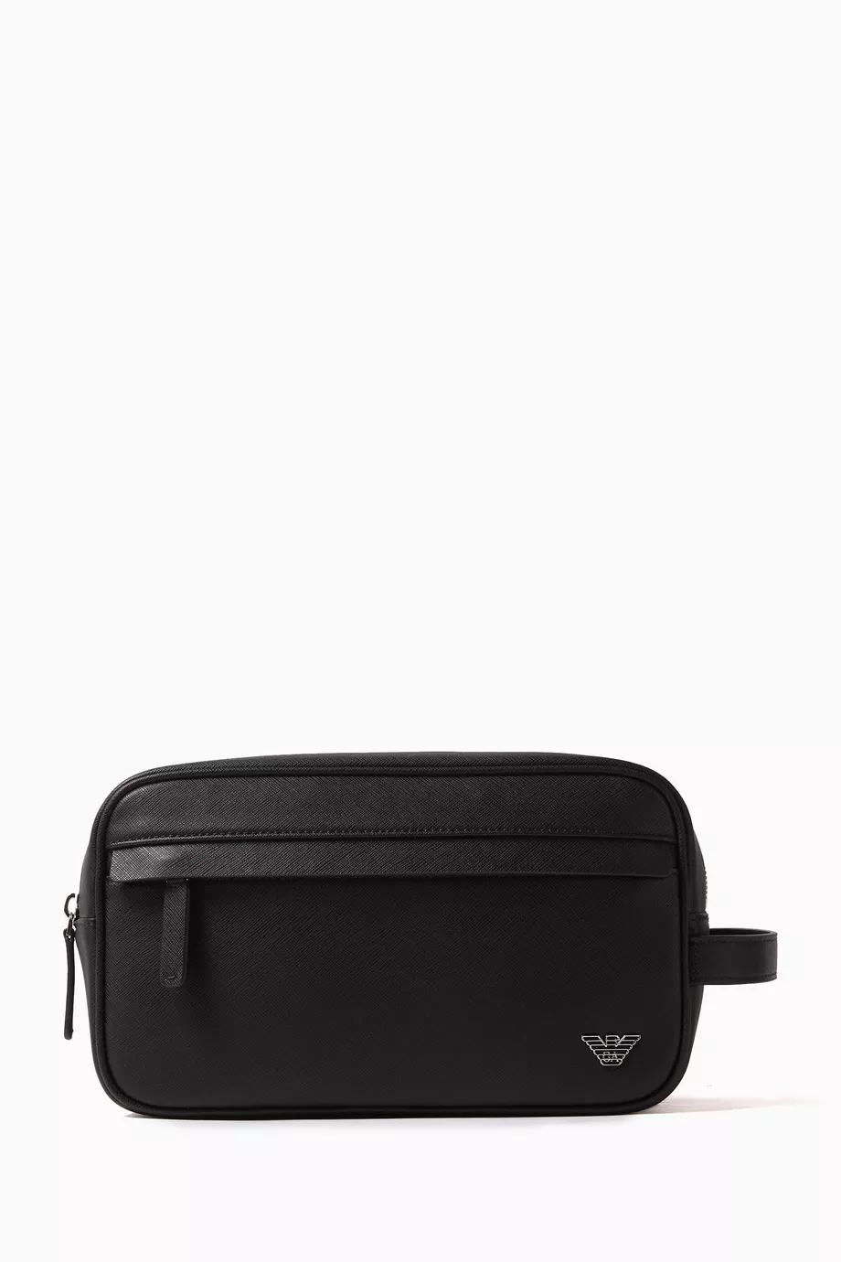 Buy Emporio Armani Black Logo Zip Toiletry Bag in Saffiano Leather For Men Online Ounass Bahrain