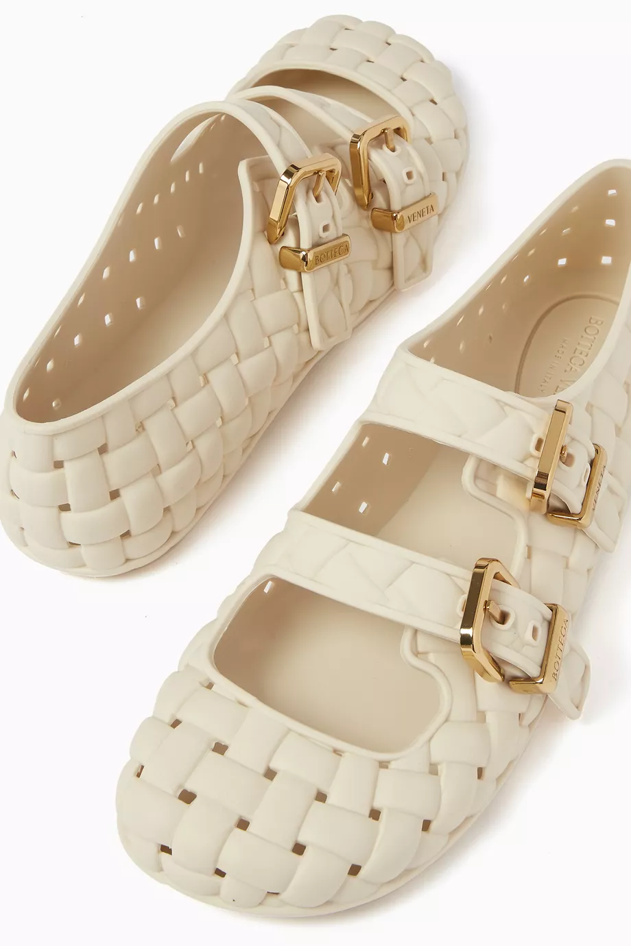Buy Bottega Veneta White Amy Mary-Jane Ballerinas in