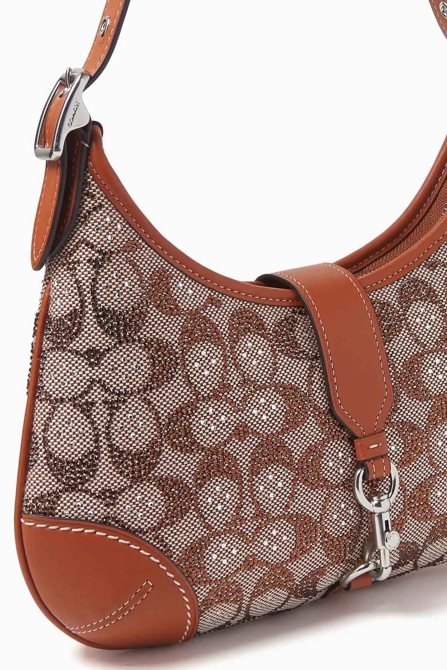 Buy Coach Brown Hamptons Hobo Bag in Crystal Signature